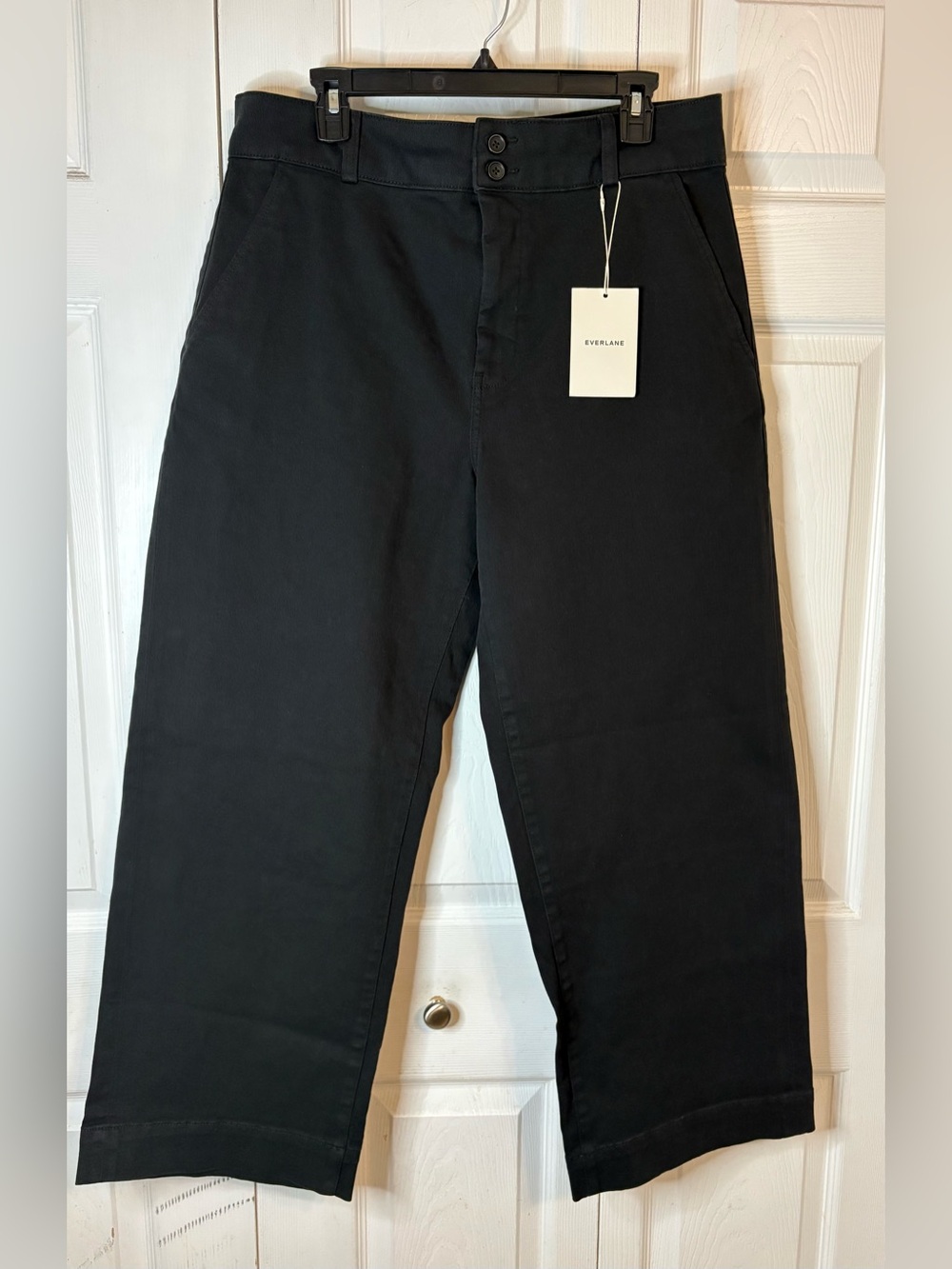 Everlane NWT Organic Cotton Wide Leg Pants Black 16